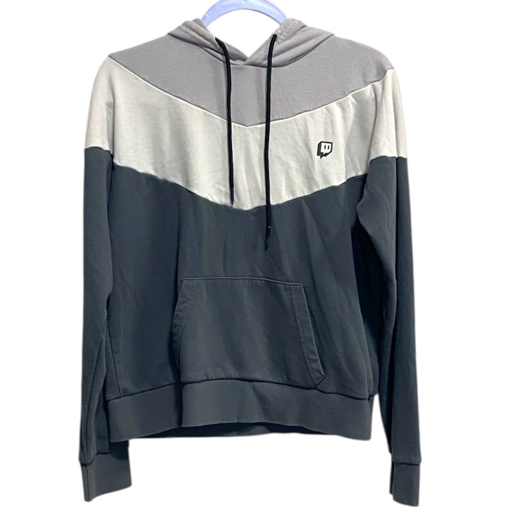 Twitch Colorblock Pullover‎ Hoodie Gray White | Size M